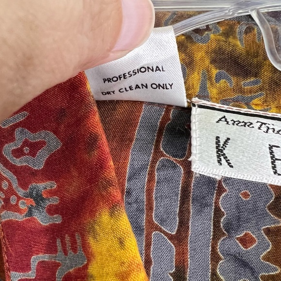 Ann Tjian x Kenar Abstract Multicolor Rayon Short Sleeve Button Down Shirt Sz S - Picture 6 of 6